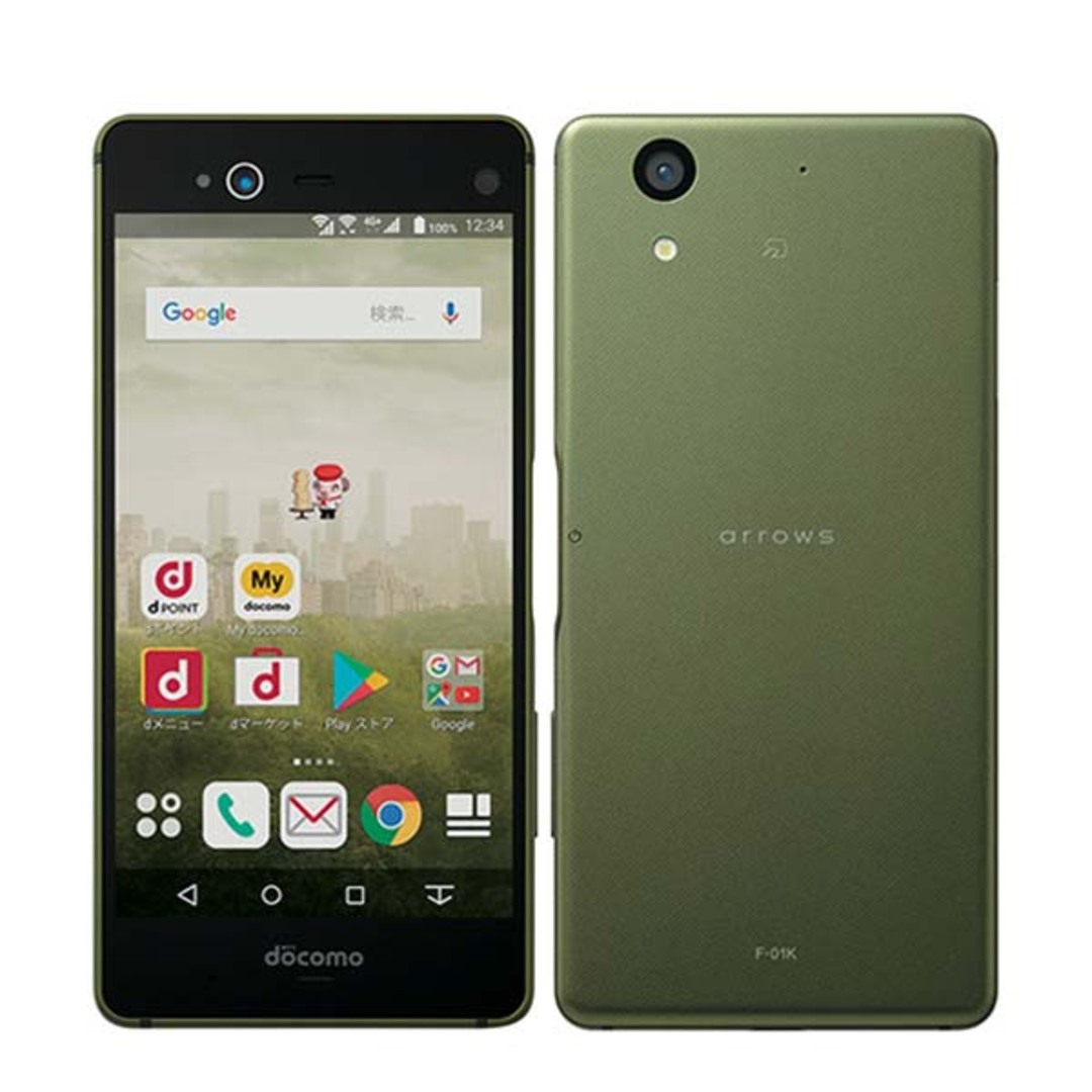 F-01K arrows NX Moss Green SIMフリー 本体 ドコモ Aランク スマホ  【送料無料】 f01kgr8mtm