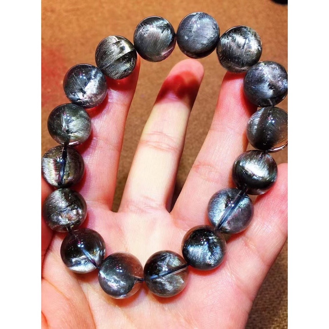 【高級】プラチナタイチンルチルクォーツ ブレスレット 13.8mm