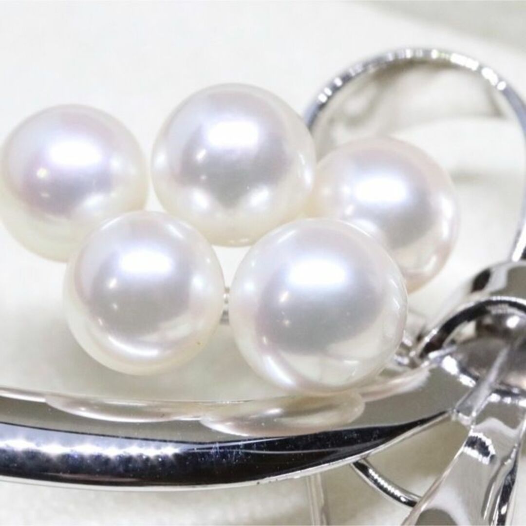 【専用】ミキモト　MIKIMOTO   リボン　パールブローチ　シルバー　5珠