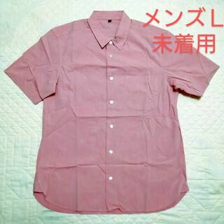 無印良品オーガニックコットン綿ブロードシャツ紳士ピンク半袖Ｌサイズ(シャツ)