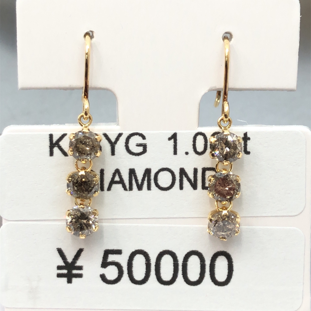 DE-24540 K18YG フックピアス ダイヤモンド　1.00ct 1