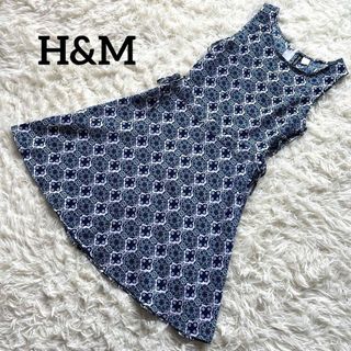 エイチアンドエム(H&M)のH&M エイチアンドエム　ワンピース　青　ブルー　柄(ひざ丈ワンピース)