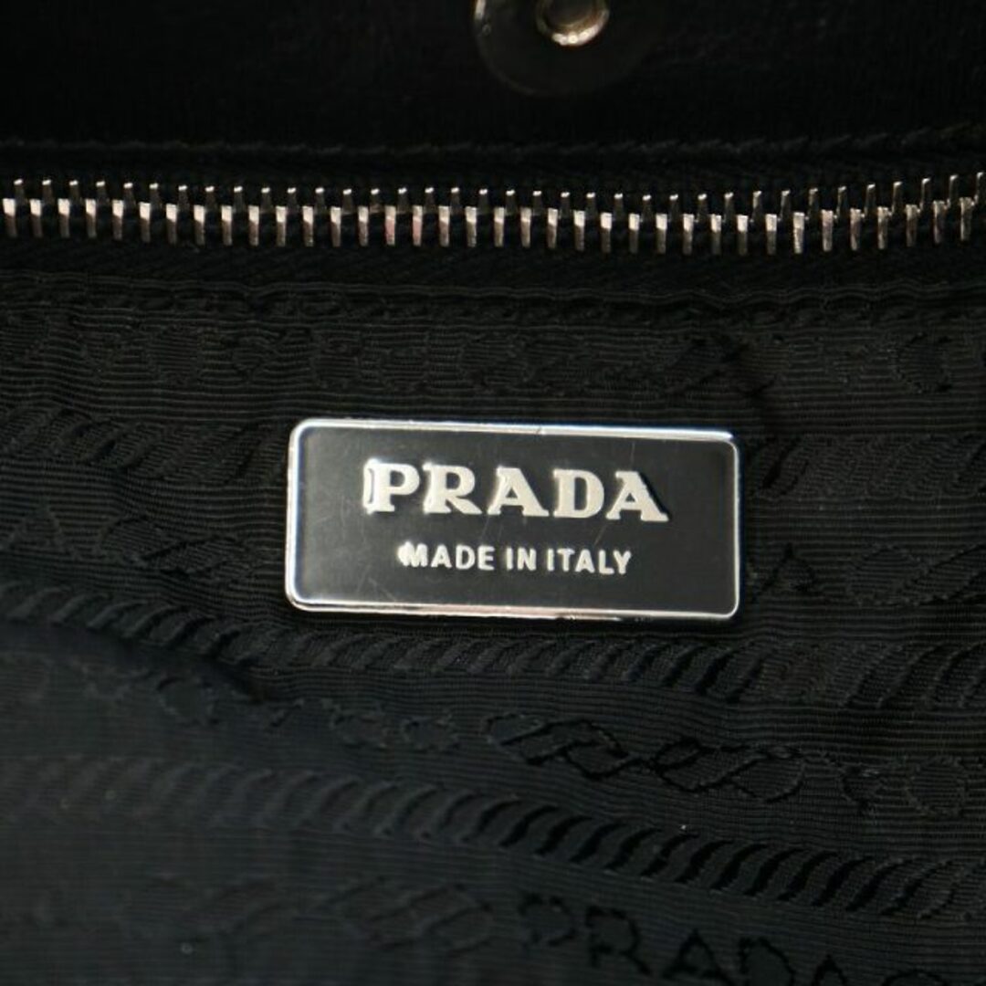 プラダ PRADA ハンドバッグ ナイロン レザー 切替 三角ロゴプレート 黒 6