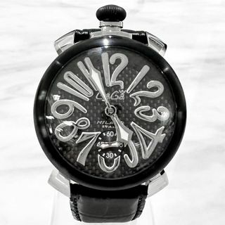 ガガミラノ(GaGa MILANO)の美品★　ガガミラノ　マヌアーレ48mm　手巻き　カーボン文字盤　5013.01S(腕時計(アナログ))