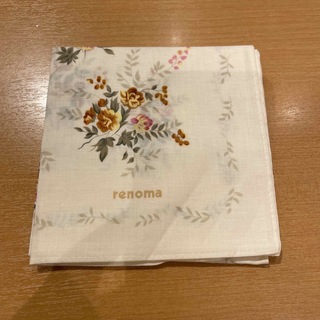 レノマ(RENOMA)のレノマ大判ハンカチ花柄オフホワイト(ハンカチ)
