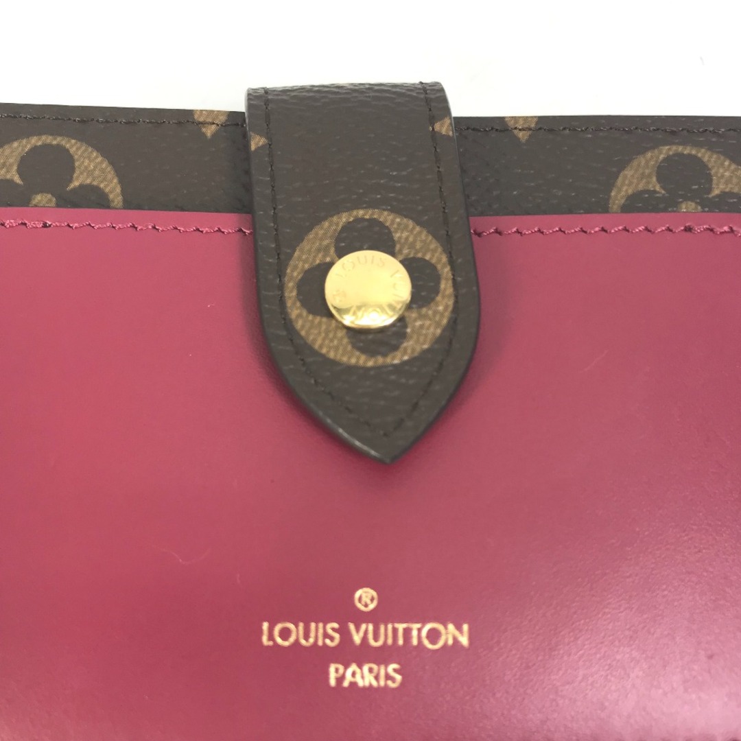 ルイヴィトン LOUIS VUITTON ポルトフォイユ ジュリエット M69433 モノグラム ウォレットケース 2つ折り財布 モノグラムキャンバス ブラウン×ワインレッド