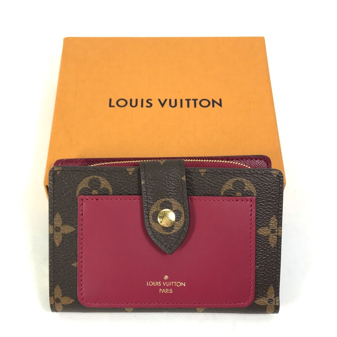 レディースルイヴィトン LOUIS VUITTON ポルトフォイユ ジュリエット M69433 モノグラム ウォレットケース 2つ折り財布 モノグラムキャンバス ブラウン×ワインレッド