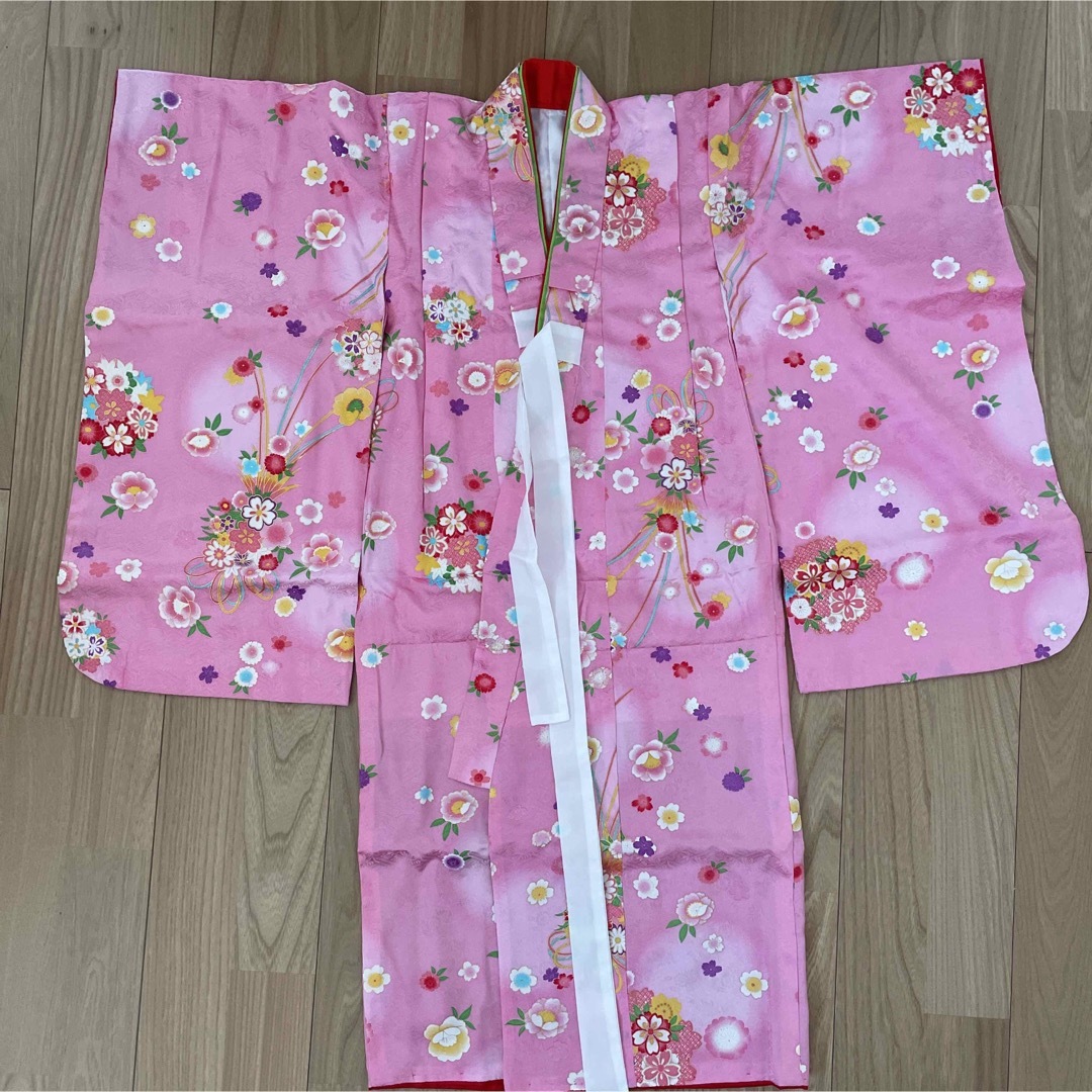 七五三3歳2回着用のみ!正絹被布6点セット+足袋(オマケ)