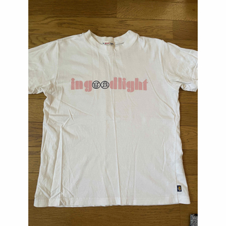 Tシャツ　半袖　日本製　白　ホワイト　カエル　ロゴ　ピンク　レディース　M(Tシャツ(半袖/袖なし))