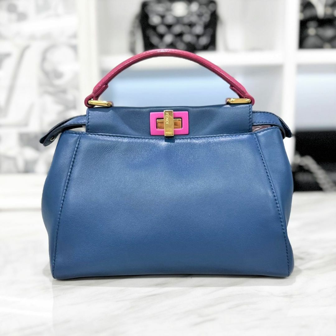 美品 FENDI フェンディ ミニピーカブー ブルー