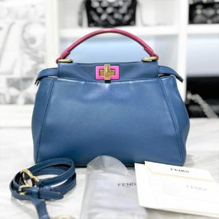 フェンディ(FENDI)の美品☆　フェンディ　ミニ　ピーカブー　青　2way　ハンドバッグ　2015年(ハンドバッグ)