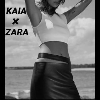 ザラ(ZARA)のZARA レザー ミディスカート ハイウエスト S コラボ 新品タグ付き 完売品(ひざ丈スカート)