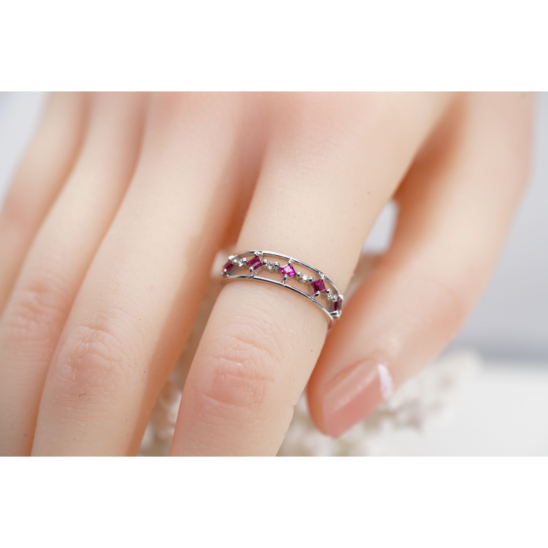 可愛い　ルビー　0.33ct  ダイヤ  K18WG リング レディースのアクセサリー(リング(指輪))の商品写真