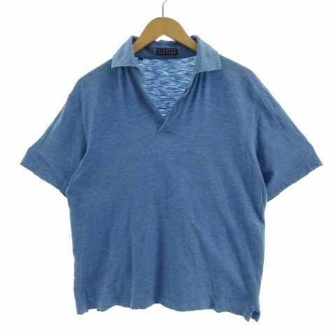 BARNEYS NEW YORK ポロシャツ スキッパーカラー 半袖 青系 XL