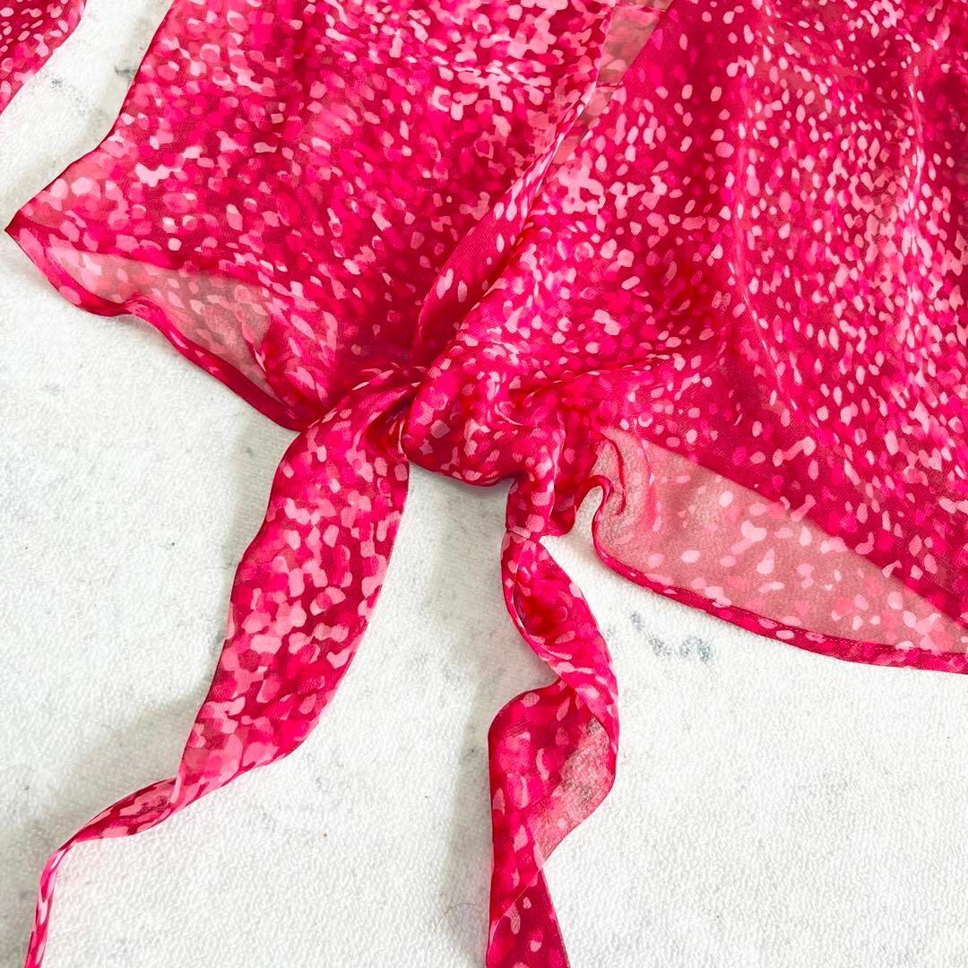 【アニエスベー】美品 フランス製 長袖 総柄 羽織シアーシャツ ブラウス ピンク 5