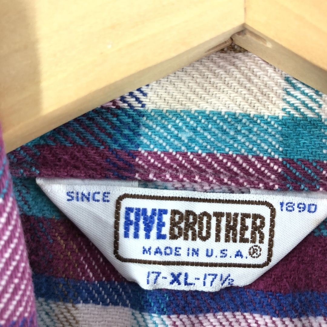 古着 80年代 ファイブブラザー Five Brother 長袖 ヘビーネルシャツ USA製 メンズXL ヴィンテージ /eaa361232 メンズのトップス(シャツ)の商品写真