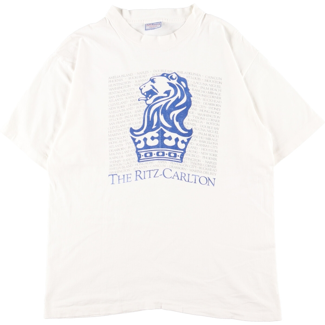 ホワイト系白色柄90年代 All Sport THE RITZ CARLTON ザリッツカールトン アドバタイジングTシャツ USA製 メンズL ヴィンテージ /eaa359520