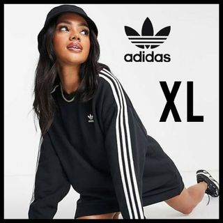 アディダス(adidas)の【ビッグシルエット】adidas★ワンピース★セータードレス★チュニック★黒XL(ミニワンピース)