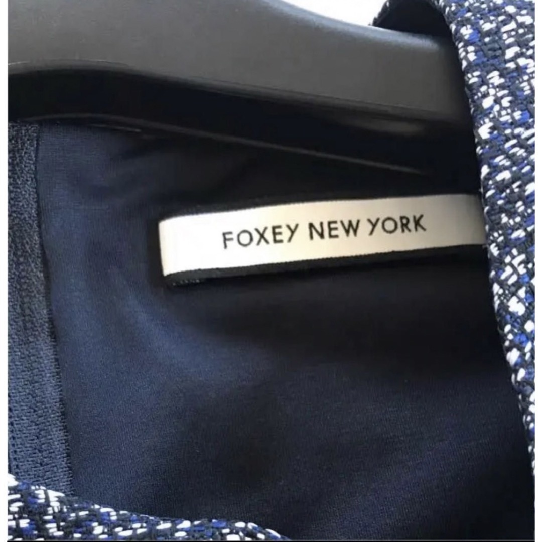 FOXEY(フォクシー)のフォクシー  ツイード  ワンピース　ネイビー　38 レディースのワンピース(ひざ丈ワンピース)の商品写真