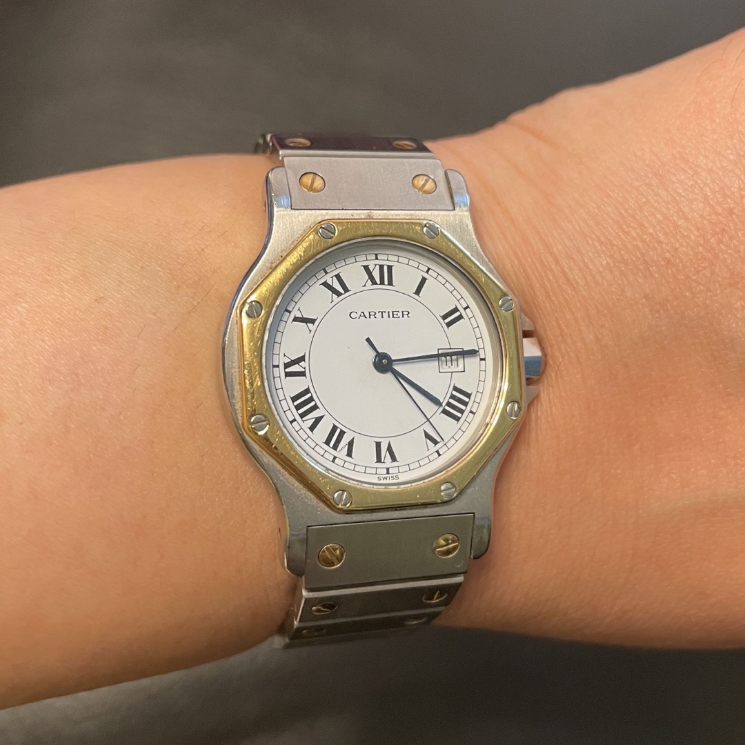 Cartier(カルティエ)のカルティエ　サントス　オクタゴン　自動巻き オートマ　K18YG　時計　ローマン メンズの時計(腕時計(デジタル))の商品写真