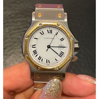 カルティエ(Cartier)のカルティエ　サントス　オクタゴン　自動巻き オートマ　K18YG　時計　ローマン(腕時計(デジタル))