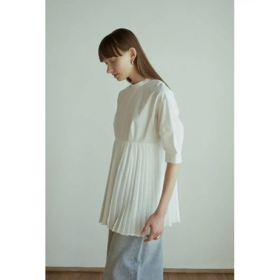 CLANE BALLOON PLEAT TOPS ホワイト