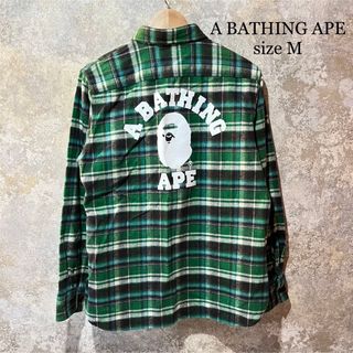 アベイシングエイプ(A BATHING APE)のA BATHING APE アベイシングエイプ カレッジプリント チェックシャツ(シャツ)