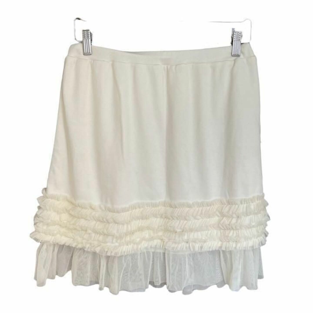 tres femme レディース【XL】フリルスカート♡コットン混 ゆったり♡白 レディースのスカート(ひざ丈スカート)の商品写真
