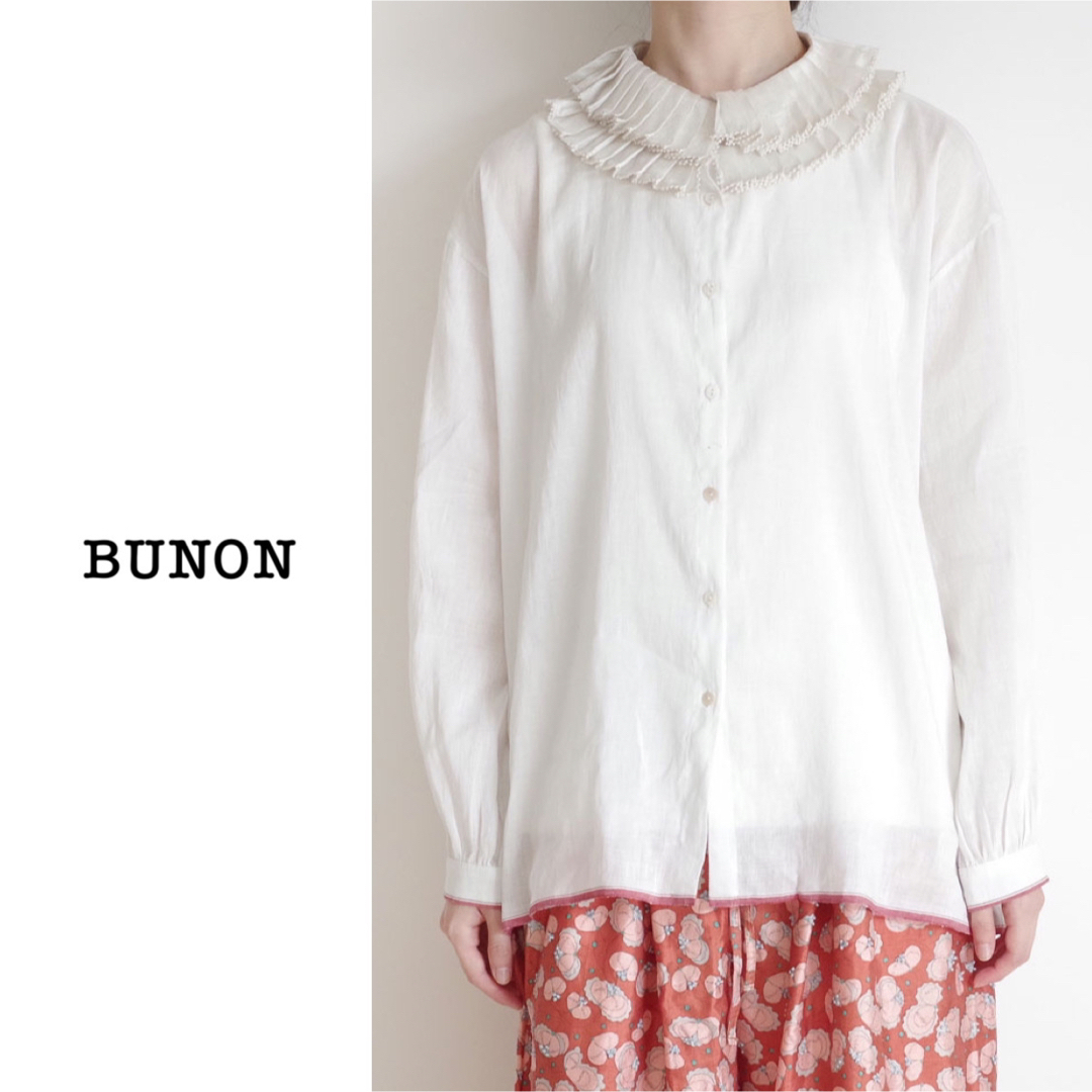 nest Robe(ネストローブ)のBUNON（ブノン）| リネンコットンフリルカラーブラウス レディースのトップス(シャツ/ブラウス(長袖/七分))の商品写真