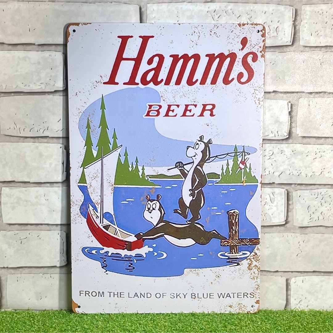 ハムズビール( Hamm's Beer) アメリカ ビール ブリキ看板 - 通販