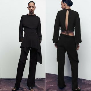 ザラ(ZARA)の最終価格 新品タグ付き ZARA変形カットソー バックリボン バックタイ(シャツ/ブラウス(長袖/七分))