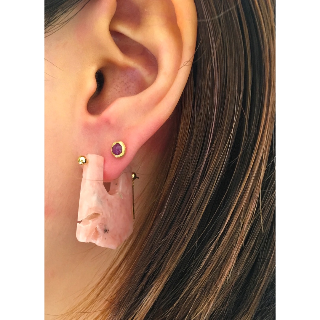 monaka jewellery ピンクオパール ロックピアス モナカジュエリー-