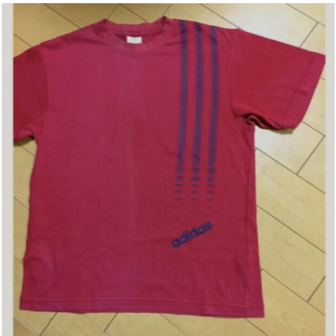 adidas(アディダス)のadidas3ラインレッドコットンT メンズのトップス(Tシャツ/カットソー(半袖/袖なし))の商品写真