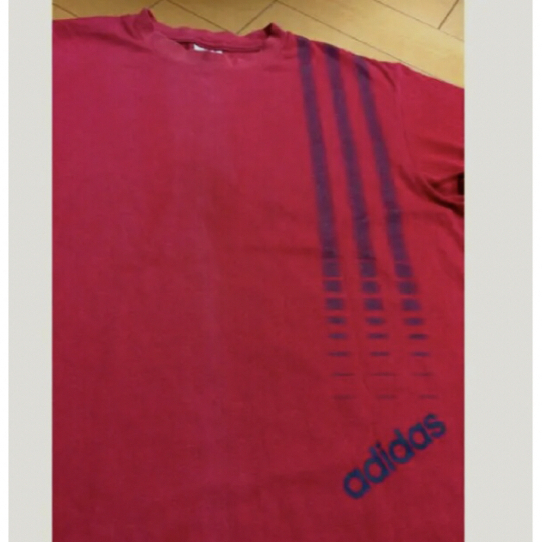 adidas(アディダス)のadidas3ラインレッドコットンT メンズのトップス(Tシャツ/カットソー(半袖/袖なし))の商品写真