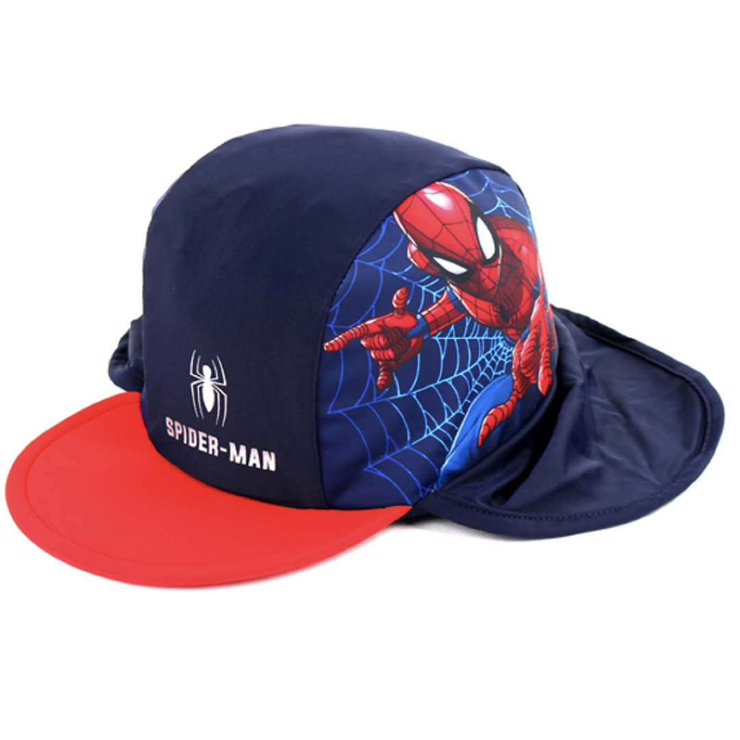 MARVEL(マーベル)の新品！　スパイダーマン スイムキャップ　プール　帽子　キャップ　水遊び　たれ付き キッズ/ベビー/マタニティのこども用ファッション小物(帽子)の商品写真