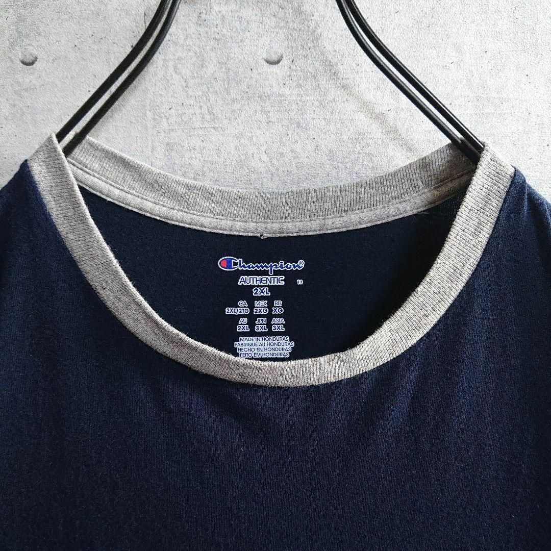 Champion - 【チャンピオン】ワンポイント 刺繍 ロゴ リンガーネック T