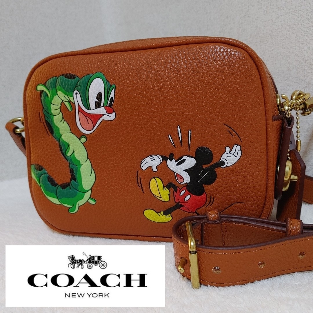 バッグcoach ディズニー ミッキー フライト ショルダーバッグ 19 ブラウン