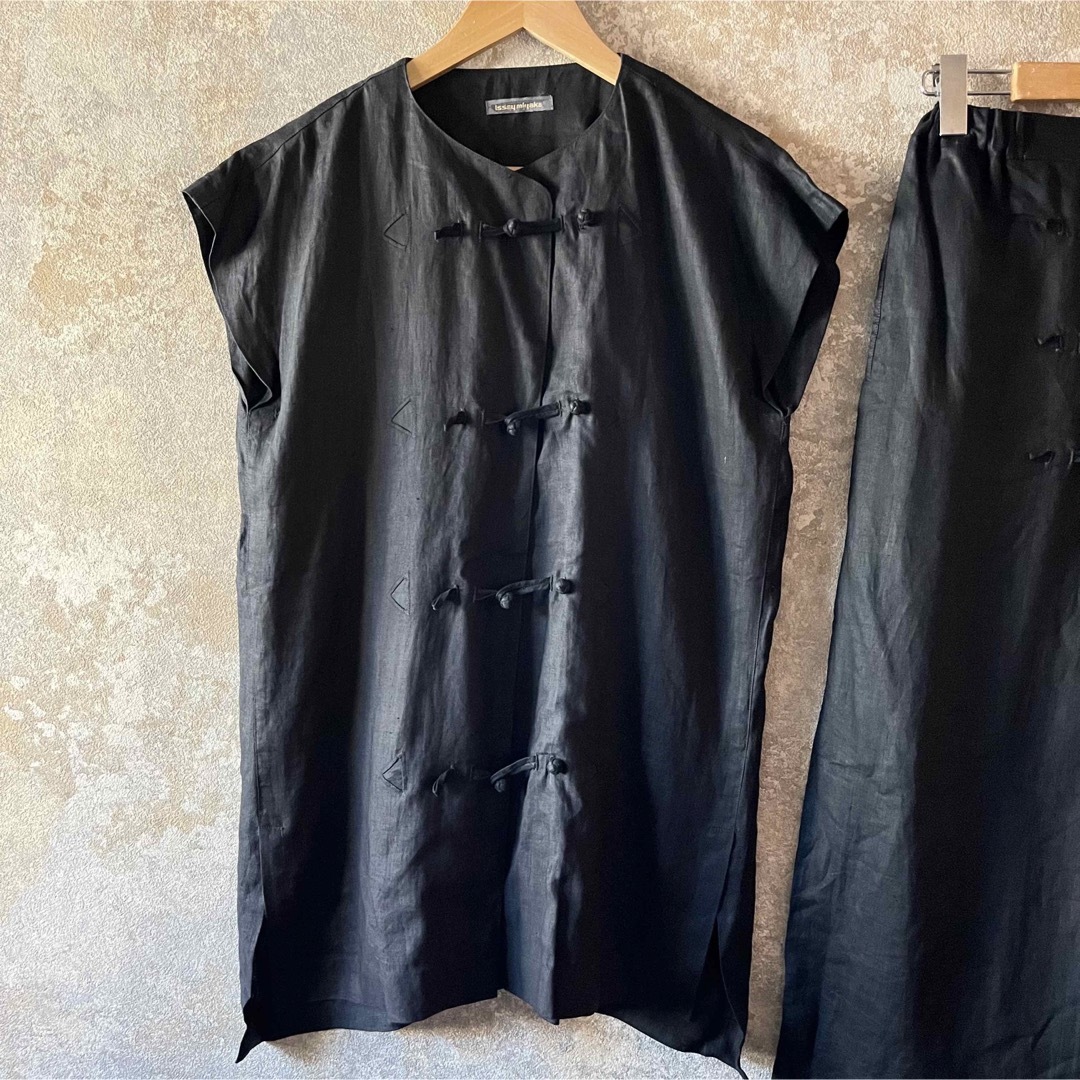 ISSEY MIYAKE 筆タグ リネン チャイナ セットアップ - nayaabhaandi.com
