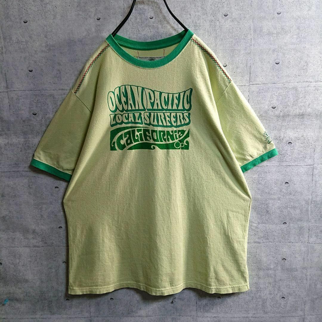 NIKE ナイキ Tシャツ リンガーT グリーン フロッキープリント 90s