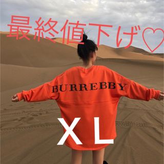 人気韓国ＸＬビッグシルエット ロング Tシャツ 長袖 チュニック オレンジ(Tシャツ(長袖/七分))