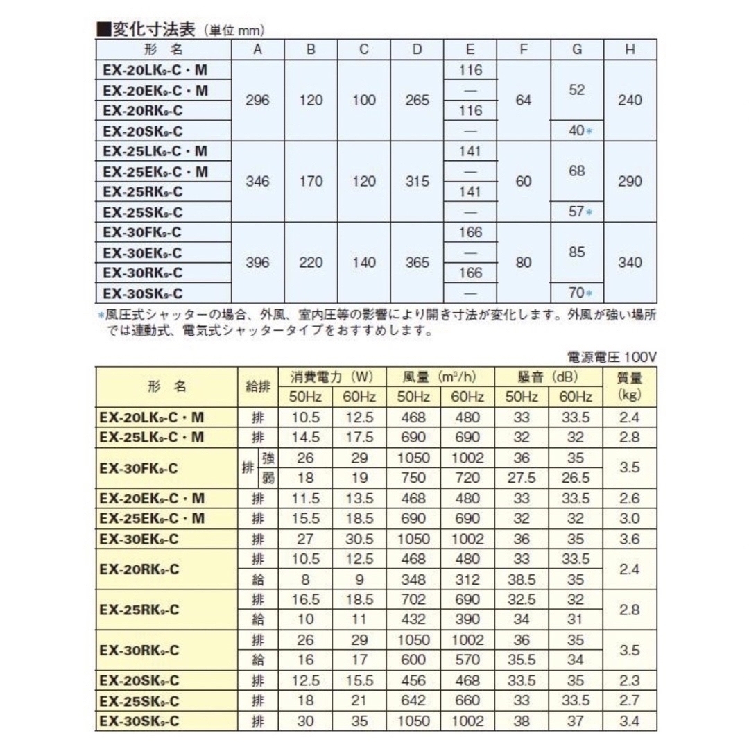 EX-30EK9-C】三菱 標準換気扇 居間用 電気式シャッター - その他