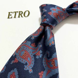 ■新品■未使用■ ETRO エトロ シルク100% ペイズリー柄 ネクタイ ビジネス 紳士 メンズ レッド系×マルチカラー BD9022