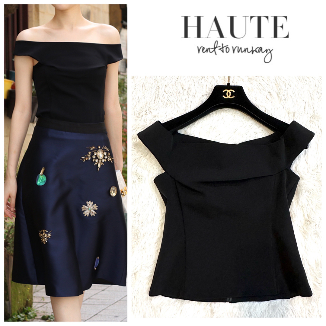 【美品】HAUTE  オフショルダー トップス　ブラック　36