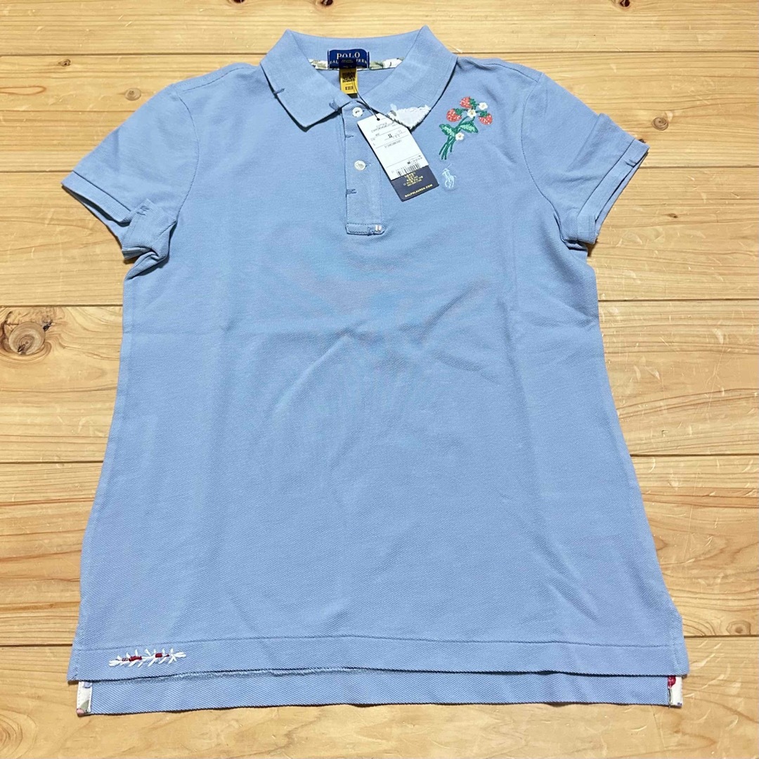 POLO RALPH LAUREN(ポロラルフローレン)の新品　ラルフローレン　キッズ　ポロシャツ　女の子　ブルー　150サイズ　刺繍 キッズ/ベビー/マタニティのキッズ服女の子用(90cm~)(Tシャツ/カットソー)の商品写真