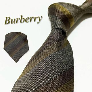 バーバリー(BURBERRY)の【美品】バーバリー ネクタイ レジメンタルストライプ柄 大剣先ホースロゴ シルク(ネクタイ)