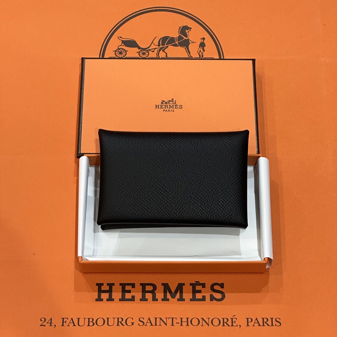 新品 HERMES エルメス カルヴィ カードケース コインケース ブラック