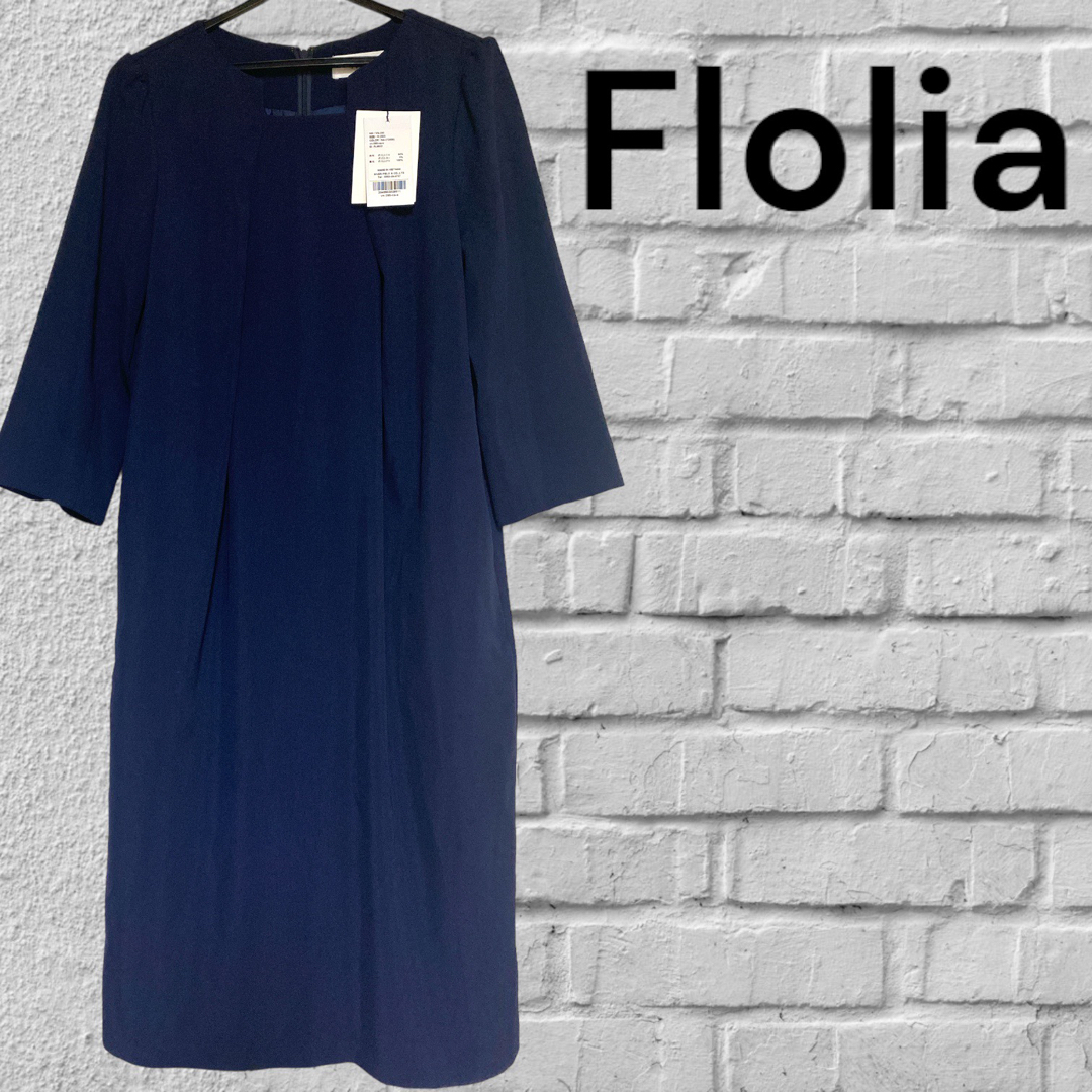 Flolia(フロリア)のセットアップ風トロンプルイユセレモニーワンピース　S ネイビー レディースのワンピース(ひざ丈ワンピース)の商品写真