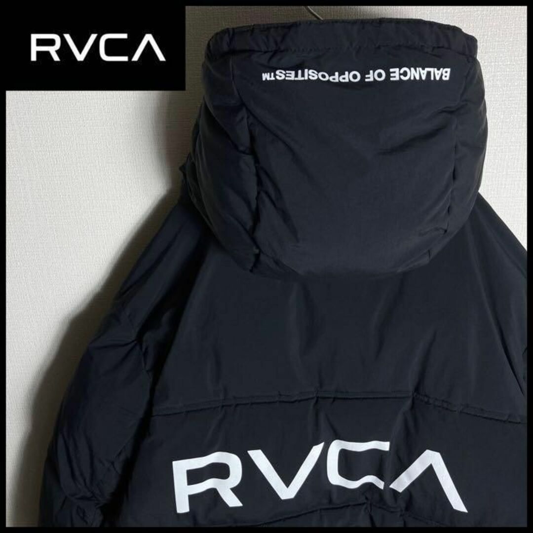 【人気Lサイズ】RVCA　ビッグロゴ入りダウンジャケット　ロゴ満載　入手困難