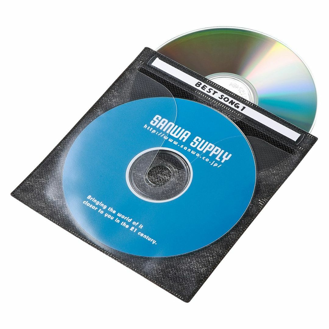 サンワサプライ DVD・CD不織布ケースブラック 100枚 F