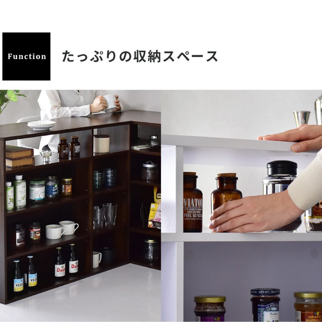 キッチンカウンター  キャビネット ラック ワゴン 収納 棚 食器 幅120 インテリア/住まい/日用品のキッチン/食器(その他)の商品写真